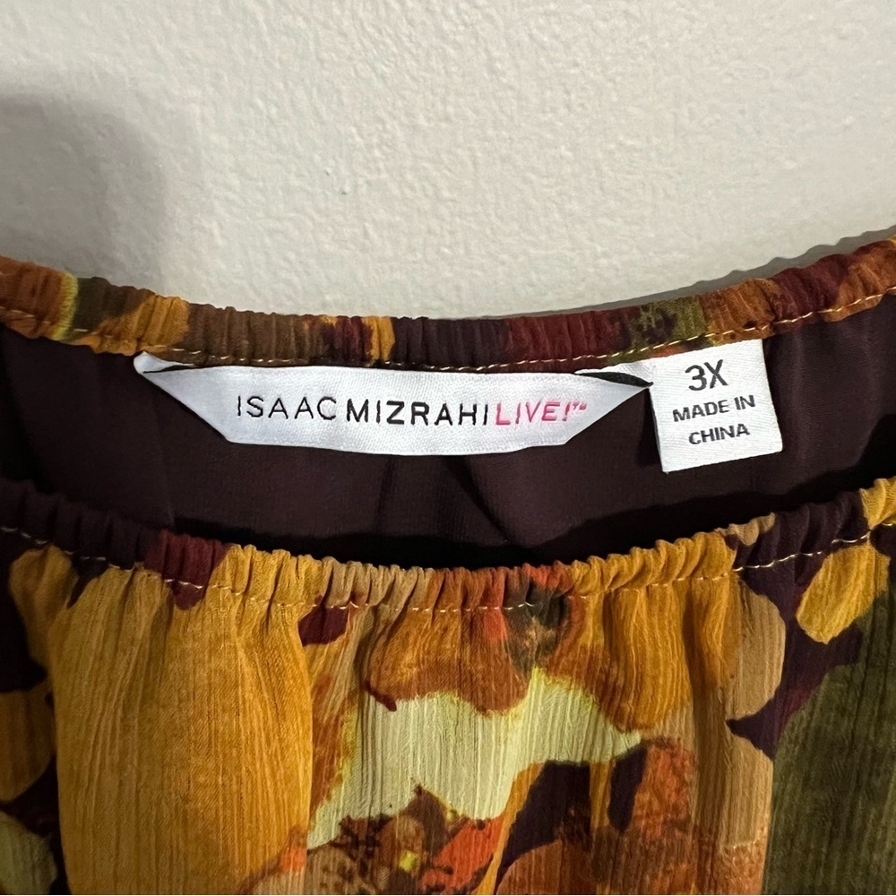 Isaac Mizrahi Live Watercolor Fall Print Top size 3X - Picture 4 of 8